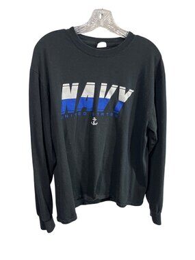 United States Navy LG Long Sleeve T-Shirt W/ Eagle & Anchor Graphics Black 2023